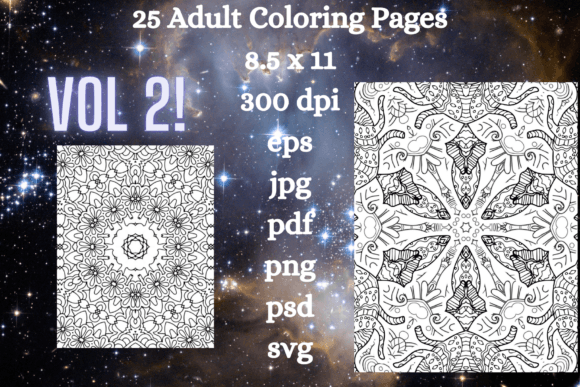 25 Adult Coloring Pages Vol 2: Graphics & Coloring Pages Amp