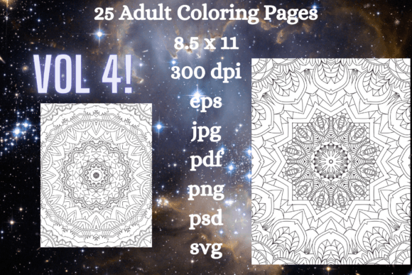 25 Adult Coloring Pages Vol 4: Graphics for Creative Projects