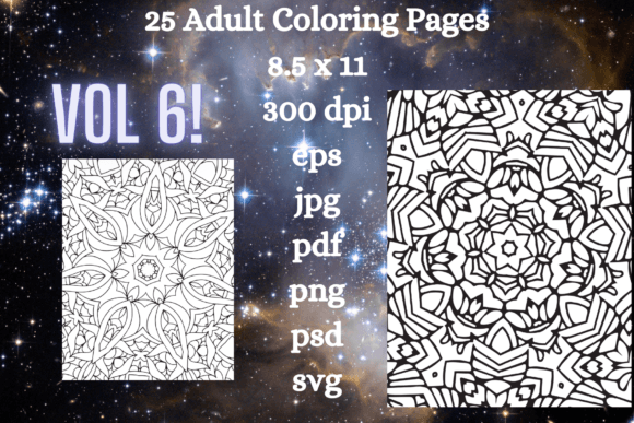 25 Adult Mandala Coloring Pages Vol 6: Graphics & Coloring Pages Amp