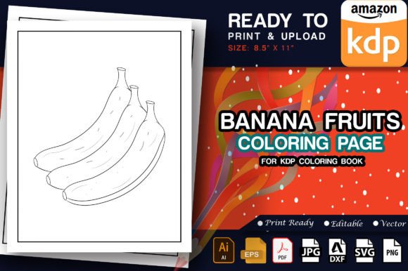 Banana Fruits Coloring Page for Adults Graphics & Coloring Pages Amp