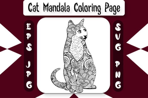 Cat Mandala Coloring Page: Graphics & Coloring Pages Amp