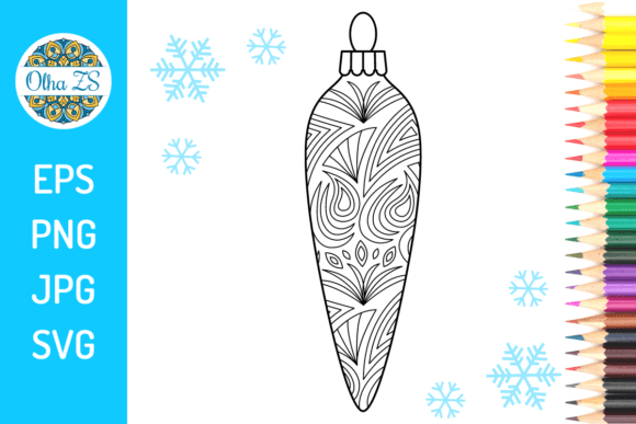 Christmas Bauble Coloring Page for Adult: Graphics & Coloring Pages Amp