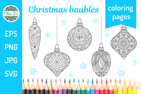 Christmas Baubles Coloring Pages Set for Graphics & Coloring Pages Amp