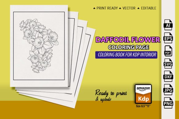 Daffodil Flower Coloring Book Pages: Graphics & Coloring Pages Amp