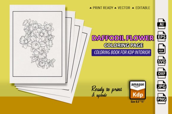Daffodil Flower Coloring Page Books: Graphics & Coloring Pages Amp