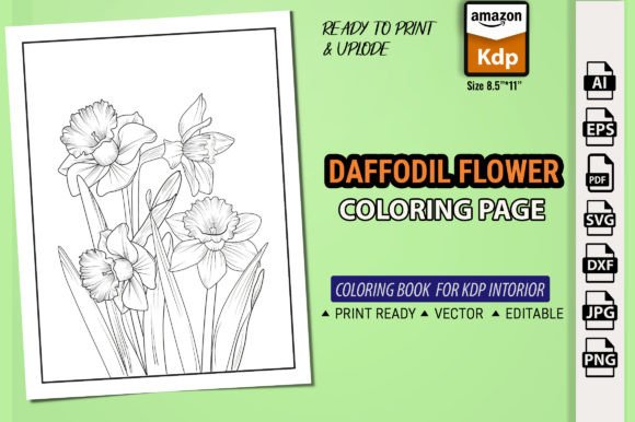 Daffodil Narcissus Flower Coloring Books: Graphics & Coloring Pages Amp