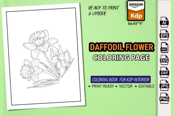 Daffodils Coloring Books Kdp Interior: Graphics & Coloring Pages Amp