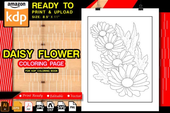 Daisy Flower Coloring Pages Book for Kdp: Graphics & Coloring Pages Amp