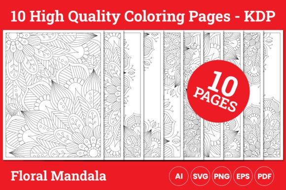 Floral Mandala Adult Coloring Pages KDP