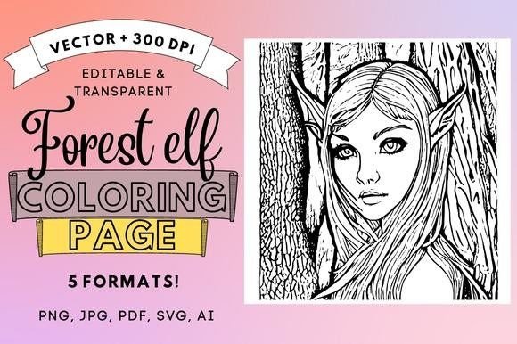 Forest Elf Woodland Coloring Page PDF: Graphics & Coloring Pages Amp
