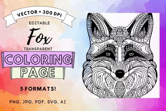 Fox Animal Coloring Page: An Embroidery Designer's Take