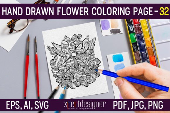 Hand Drawn Flower Coloring Page 32: Graphics for Coloring Pages Amp