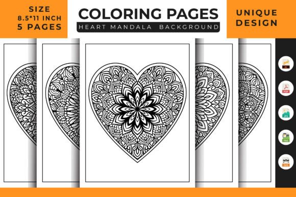 Heart Floral Mandala 06 Graphics for Coloring Pages Amp