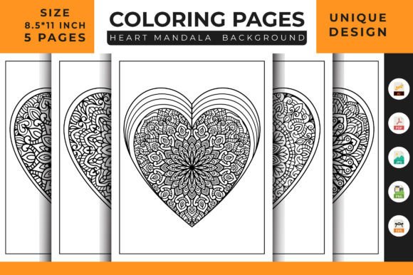 Heart Floral Mandala 07 Graphics for Coloring Pages Amp