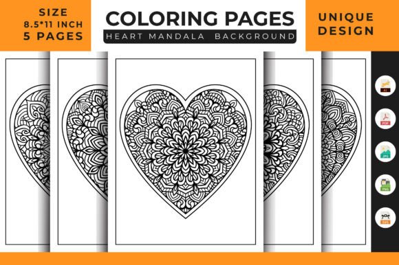 Heart Floral Mandala Coloring Pages 10 Graphics & Amp