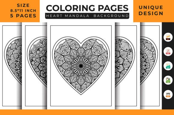 Heart Floral Mandala Coloring Pages 12: Graphics & Coloring