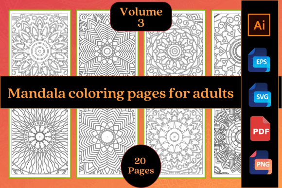 Mandala Coloring Pages for Adults Vol 3: Graphics & Coloring Pages Amp