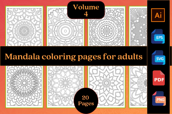 Mandala Coloring Pages for Adults Vol 4: Graphics & Coloring Pages Amp