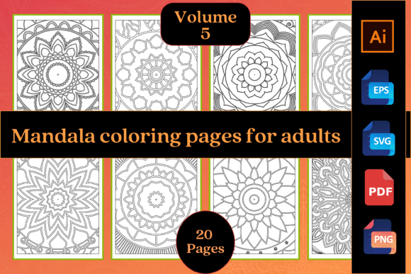 Mandala Coloring Pages for Adults Vol 5 Graphics