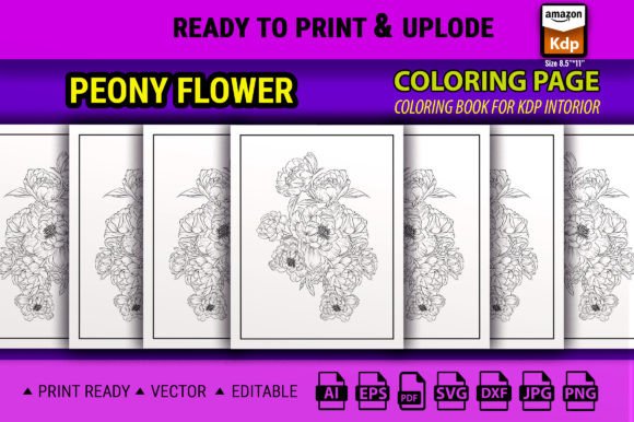 Peony Flower Coloring Book Page Adults: A Designer’s Embroidery Review