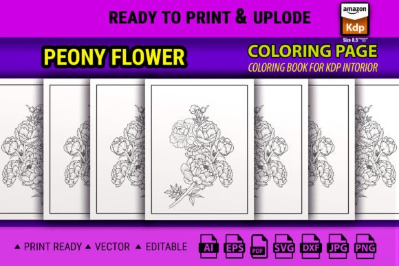 Peony Flower Vector Graphics & Coloring Pages Amp