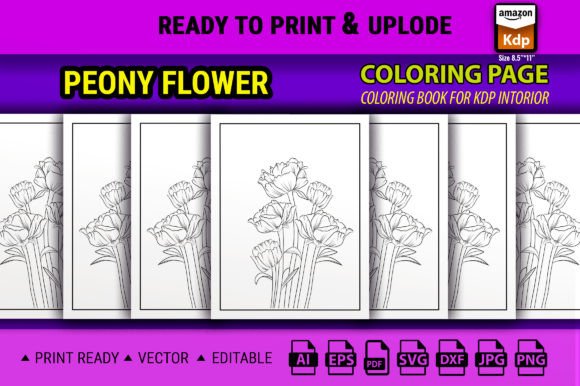 Peony Flower Vector Sketch: Graphics & Coloring Pages Amp