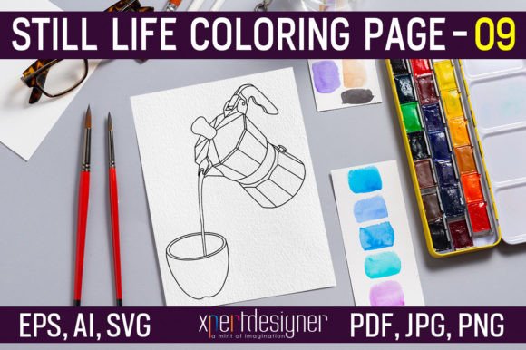 Still Life Coloring Page Coffee Cup 09: Graphics for Coloring Pages Amp