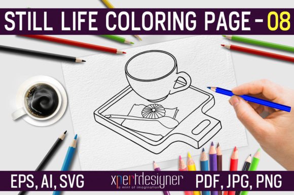 Still Life Coloring Page Tea Biscuit 08: Graphics for Editorial Warmth